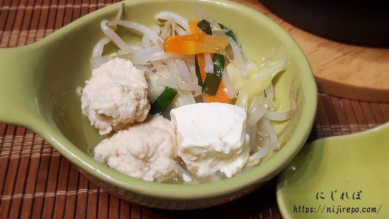 ミックス野菜と鳥団子の鍋中身