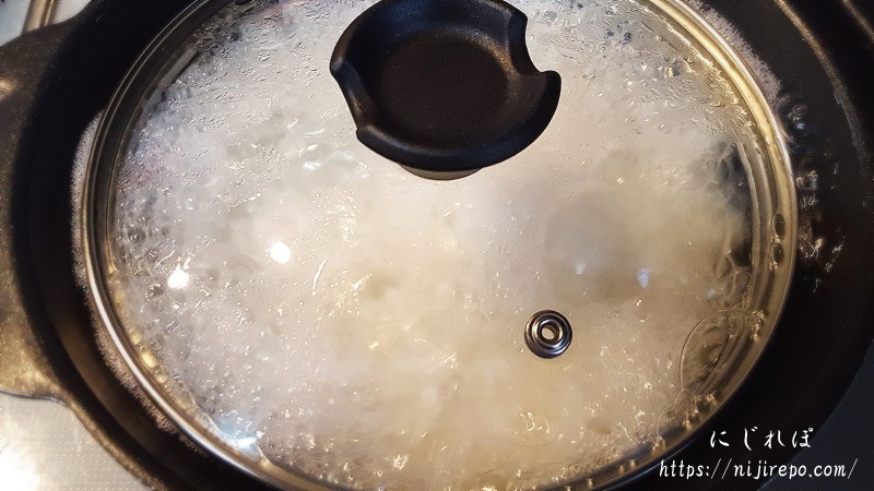 ニトリ一人鍋で炊飯 沸騰したら弱火に