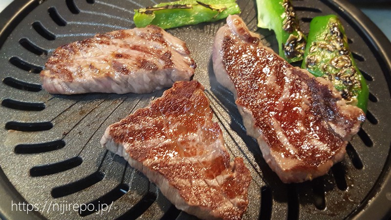 イワタニ ジュニア焼肉プレートをタフまるジュニアで使用 牛肉の焼け感